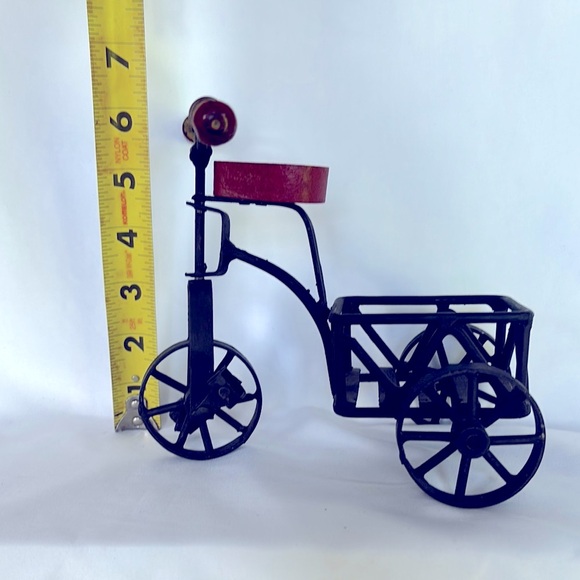 Slightly Used Antique Classic Metal/Wood Black Brown Decorative Mini Tricycle - Picture 6 of 8